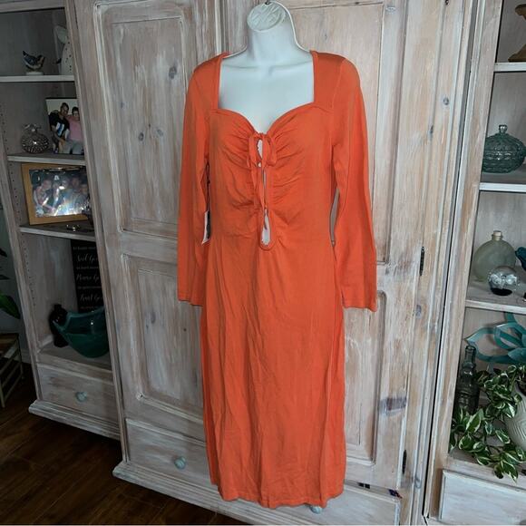 Anthropologie Callahan Mango Front Tie Dress NEW Women’s Medium - Picture 3 of 12